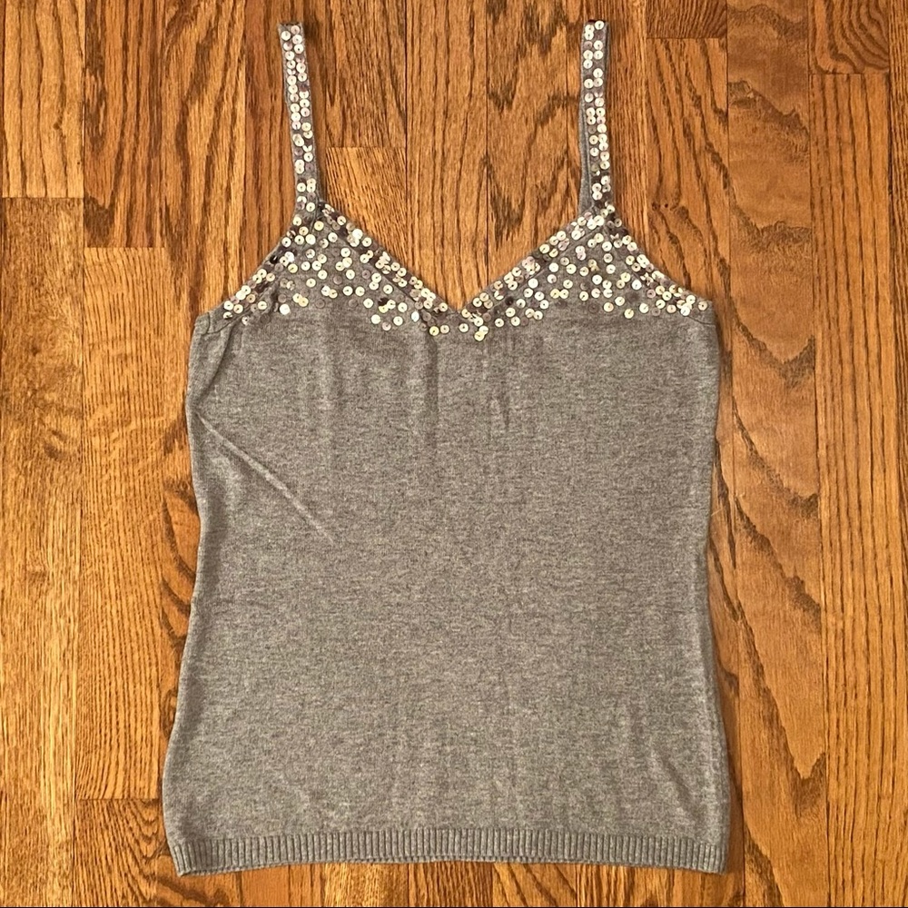 OLD NAVY - Gray Knit Sweater Tank W/Sequins Detail